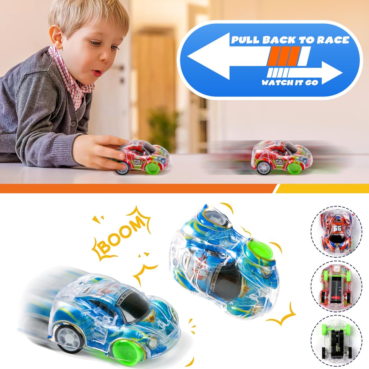 Buauty 100 Pcs Toy Cars Mini Pull Back Cars, Party Favors for Kids, Small Racing Car Carnival Prizes Classroom Rewards, Pinata Stocking Goodie Bag Stuffers Birthday Toys for Toddler Girls Boys