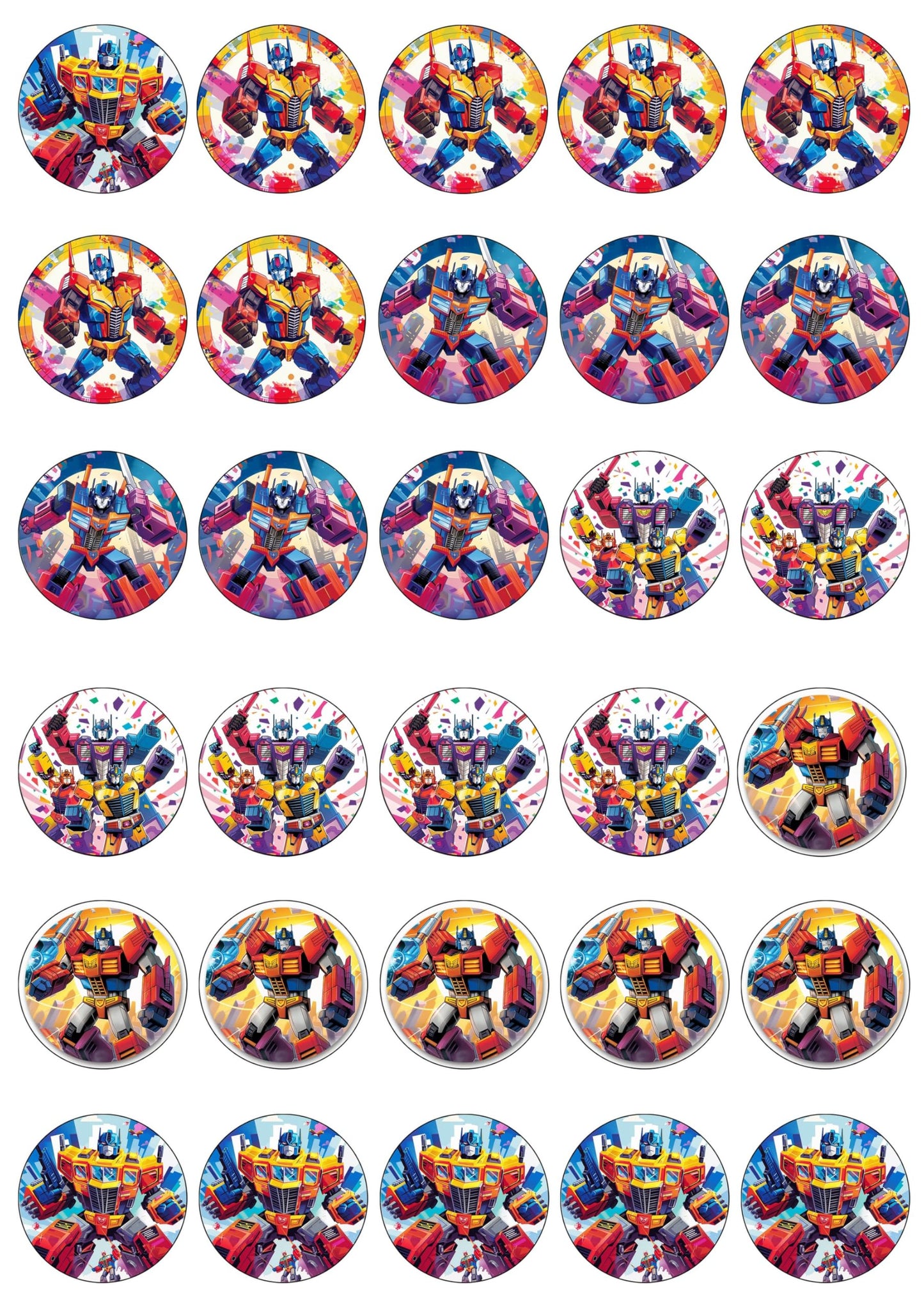 30 x Edible Cupcake Toppers – Robot Hero Adventure Themed Collection of Edible Cake Decorations | Uncut Edible on Wafer Sheet