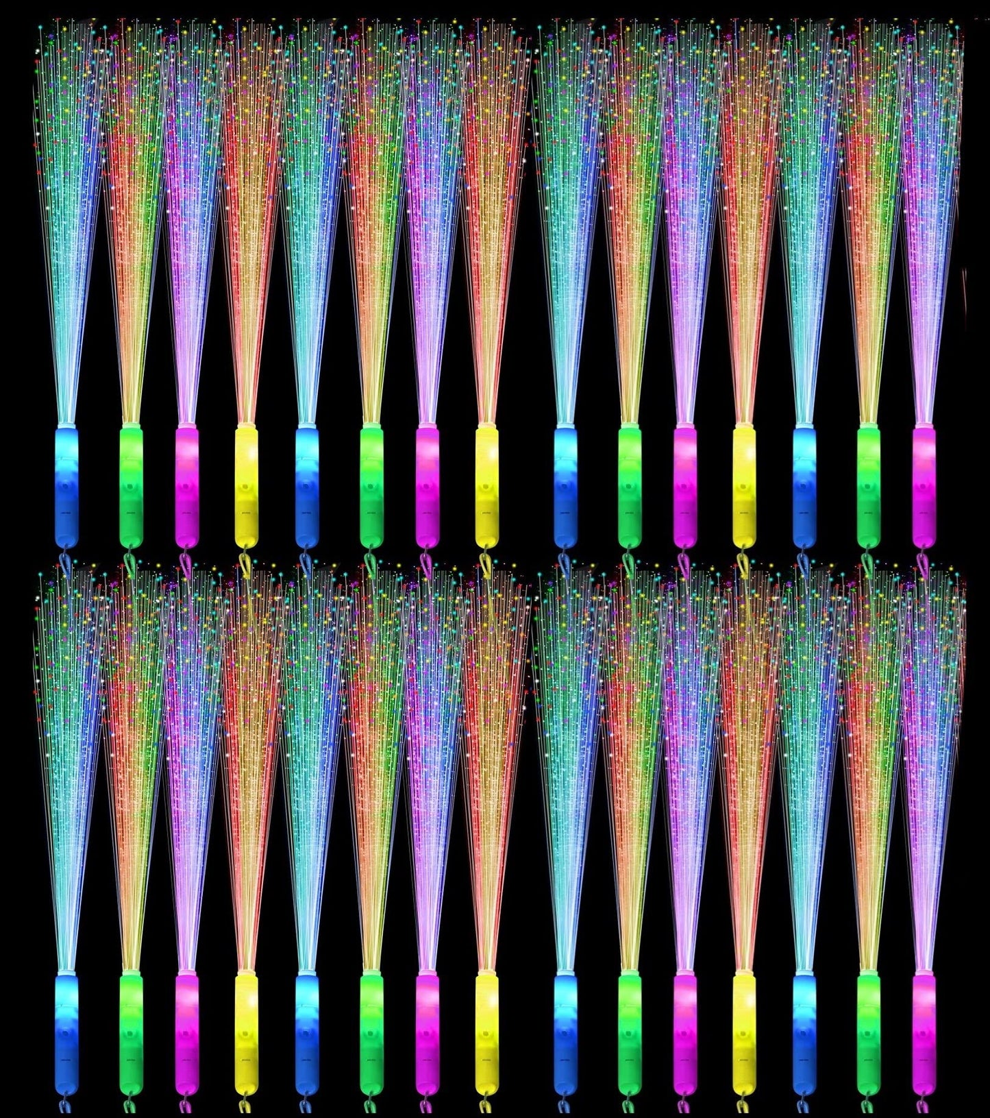 30 Pack LED Fiber Optic Wands - Light Up Glow Sticks Bulk with 3 Flashing Models for Christmas, Valentine's Day, Concerts & Wedding Party