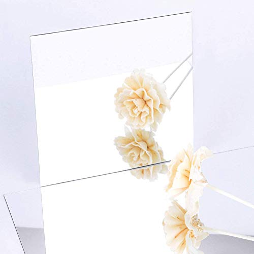 BBTO 10 Pieces Self Adhesive Mirror Stickers 12 x 12 Inch Flexible Cut to Size Mirror Sheets Wall Frameless Small Sheets for Home Living Room Wall Decor