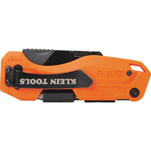 Klein Tools 44304 Folding FLICKBLADE Utility Knife, Compact, Removable Impact Driver, 1/4-Inch Nut Driver and #2 Phillips Bit