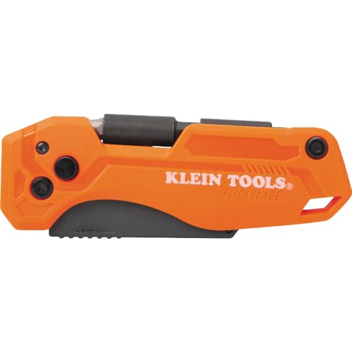 Klein Tools 44304 Folding FLICKBLADE Utility Knife, Compact, Removable Impact Driver, 1/4-Inch Nut Driver and #2 Phillips Bit