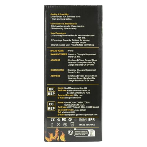 ivtivfu Rolling Grill Baskets, Removable Wooden Handle, 304 Stainless Steel, Nesting Grilling Net, BBQ Accessories Tools for Vegetable Shrimp, Outdoor Cooking Camping, Birthday Gifts for Men Dad Husband