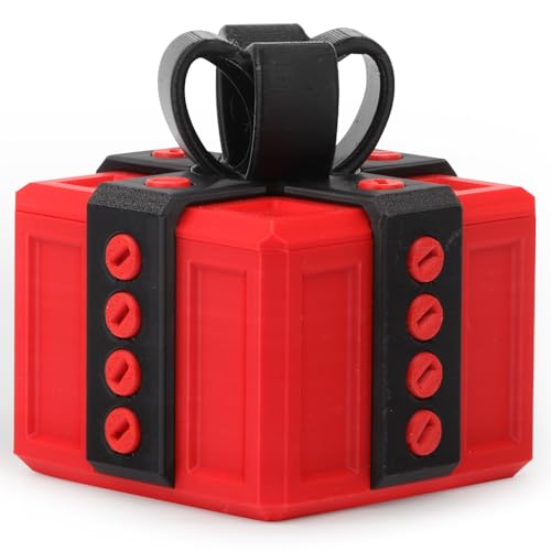 critigulf annoying kids Christmas gifts funny gift box for money and card holder.large gag prank case with screws. (black red)