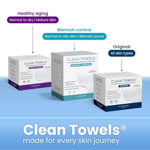Clean Skin Club Clean Towels XL™, 100% USDA Biobased Face Towel, Disposable Face Towelette, Eczema Association Accepted, Makeup Remover Dry Wipes, Ultra Soft, 50 Ct, 1 Pack