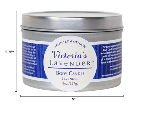 Lavender Massage Oil Candle Wax - Aromatherapy Candle That Turns Into Rub Oil, Ideal Relaxation, Meditation, & Spa Massage, Made in The USA, Travel Size Body Candle by Victoria's Lavender - (8 Oz)