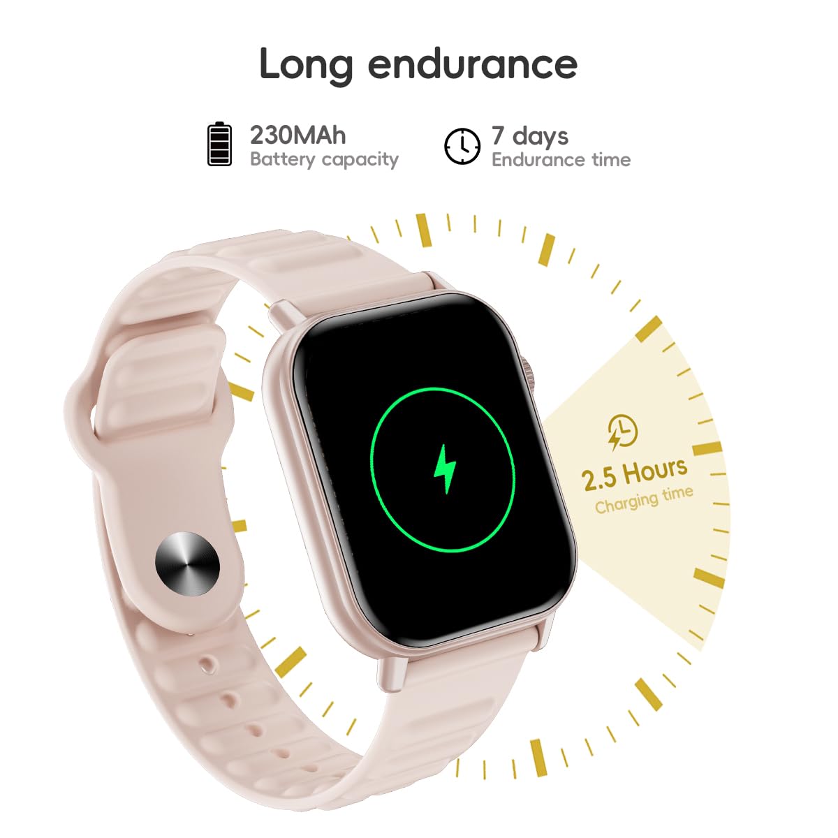 QTLLBT Smart Watch Sports Pedometer Fitness Tracker, Bluetooth Call Heart Rate Blood Oxygen Sleep Monitor, 100 Sports Modes Waterproof for iOS Android Men's Women's Smart Watch (Pink)