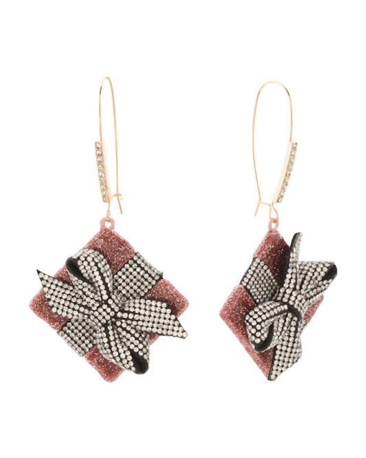 Betsey Johnson Christmas Earrings (Crystal Bow Gift Box)