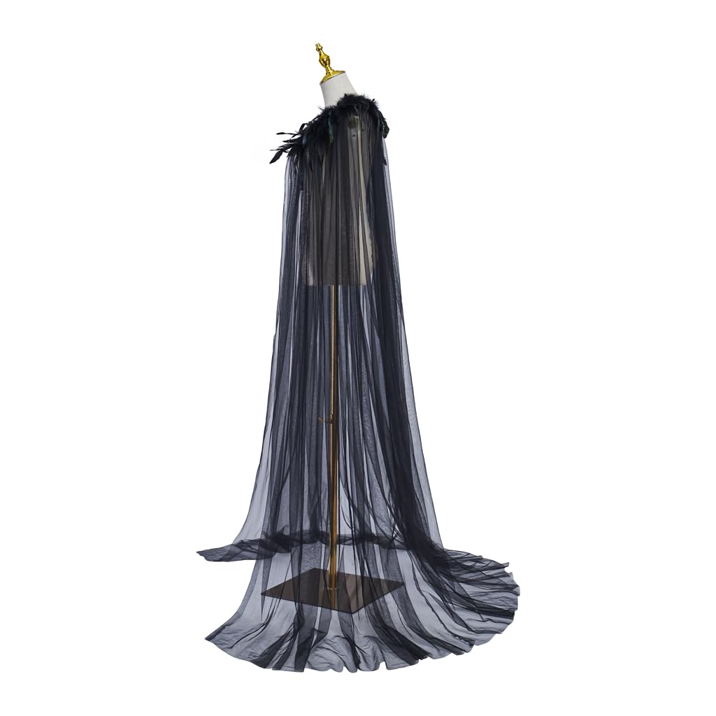 Evil Queen Cosplay Super Villain Cloak Cape Steampunk Feather Collar Witch Cape