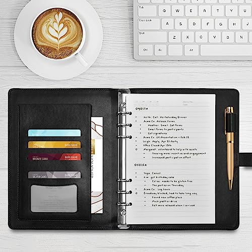 DIGTIA Christmas Deer Trees Gifts Snowflakes PU Leather Notebook A5 Binder 6 Ring Refillable Journal with Magnetic Buckle Closure Loose Leaf Travel Office Planner Budget Binder Notepad Portfolio,