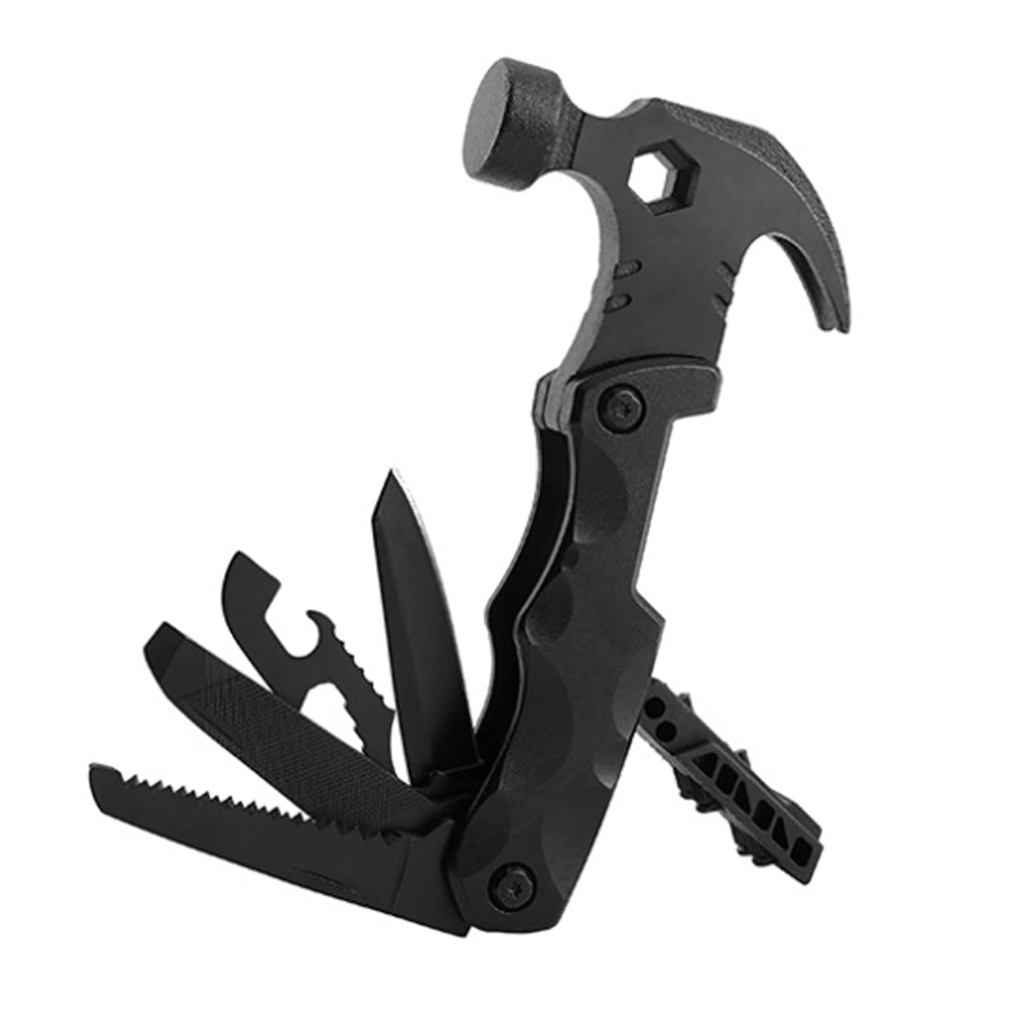 Multitool 9 in 1 Hammer Multifunctional Outdoor Hunting Kit Christmas Gifts for Emergency Unique Portable Escape,Travel,Family Mini Camping Gear Survival Tool for Dad Boyfriend Men,Black