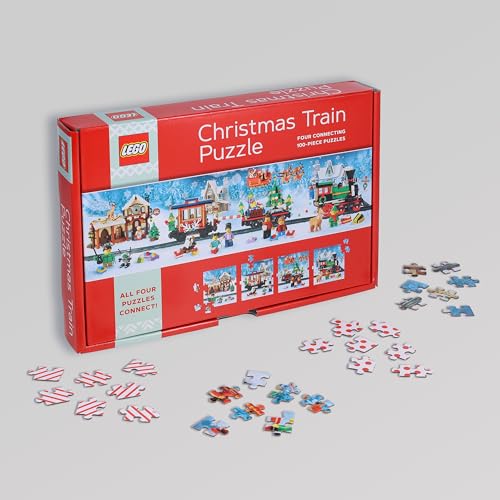 Lego Christmas Train Puzzle: Four Connecting 100-Piece Puzzles (Jigsaw)