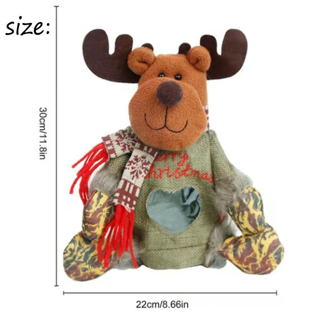 Yrcasu Christmas Gift Bags Zipper Design, Large Capacity Christmas Gift Bags, Reusable Christmass Gift Storage Bags - 3 Shapes (Snowman, Santa, Elk) for Chritmas Party Decor Candy and Gift (6Pcs Mix)