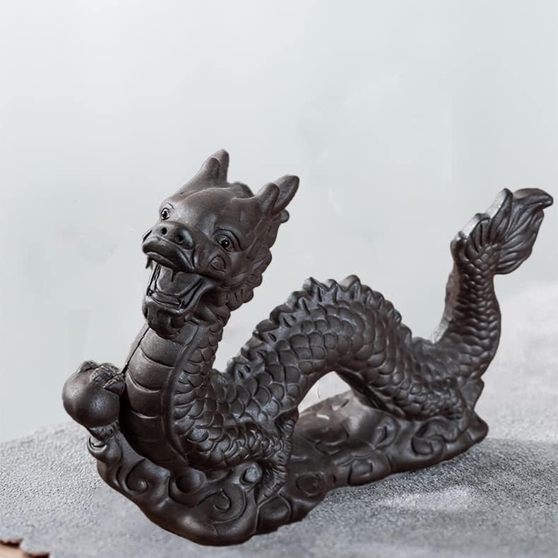 Yixing Purple Clay Dragon Tea Pet Tea Luck Funny Accessories for Chinese Kung Fu Tea Sets Tea Lover‘s Gift Home Car Tea Tray Feng Shui Decor