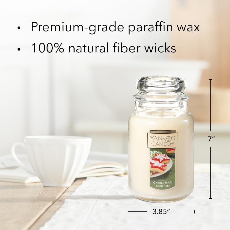 Yankee Candle Christmas Cookie Scented Classic 22oz Large Jar Single Wick Candle Over 110 Hours of Burn Time Perfect for Holiday Gifting and Celebration