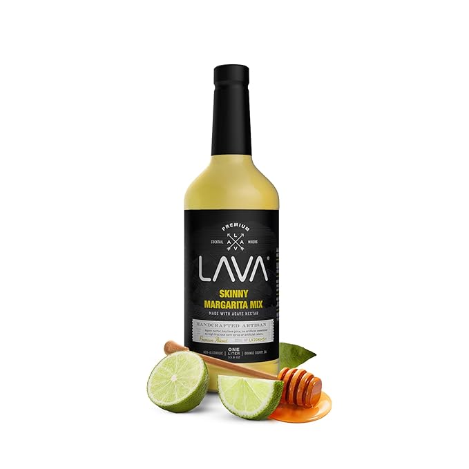 LAVA Premium Skinny Margarita Mix by LAVA Craft Cocktail Co., Low Calorie Margarita Mix Made with Key Lime Juice, Agave, No Artificial Sweeteners, Lots of Flavor and Ready to Use, 1-Liter (33.8oz)