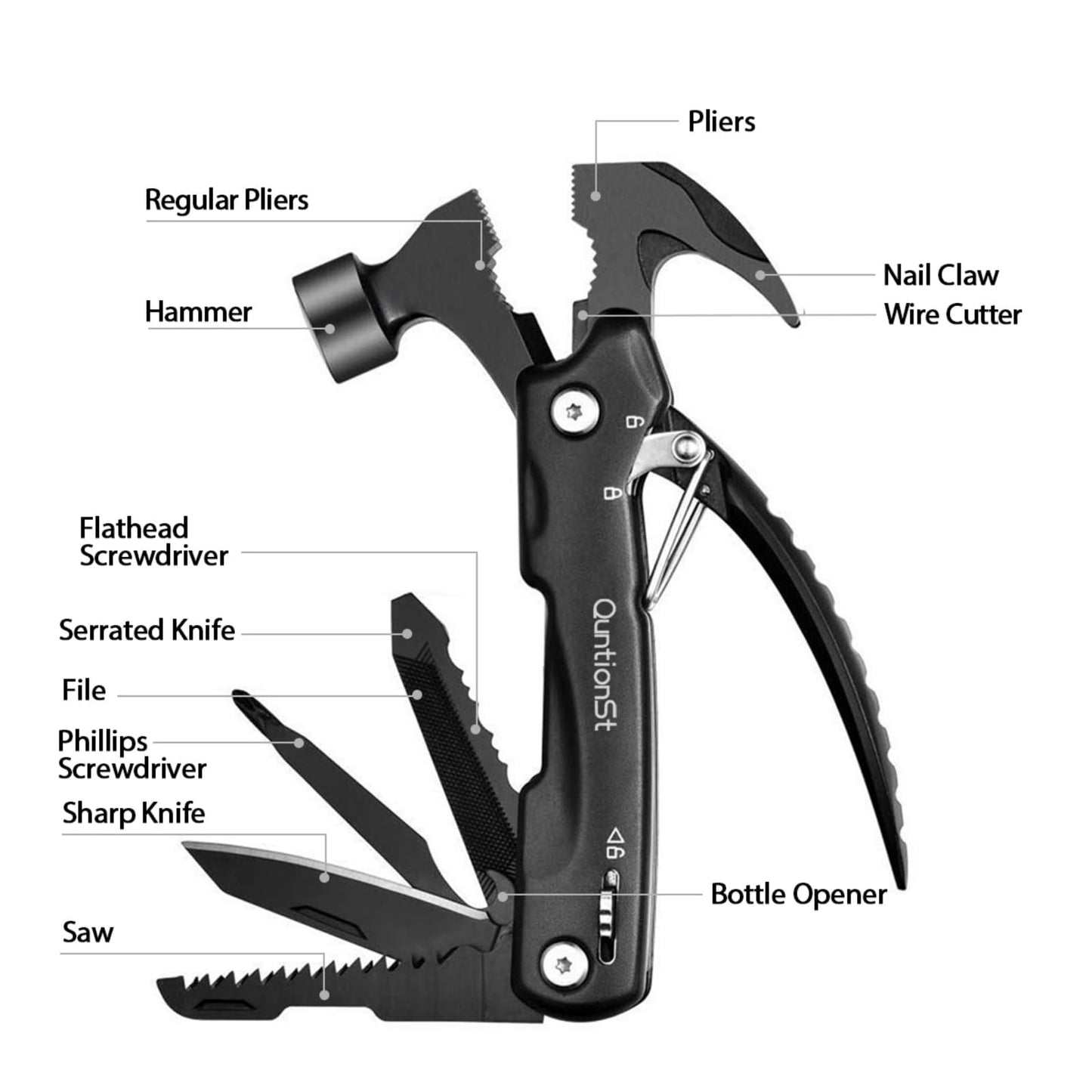 Gifts for Men,12-in-1 Hammer Multitool, Stocking Stuffers for Men,Christmas Stocking Stuffers for Adults Dad Husband Boyfriend, Camping Essentials Mens Gift for Him, Birthday Gift Idea,Mini Multi Tool