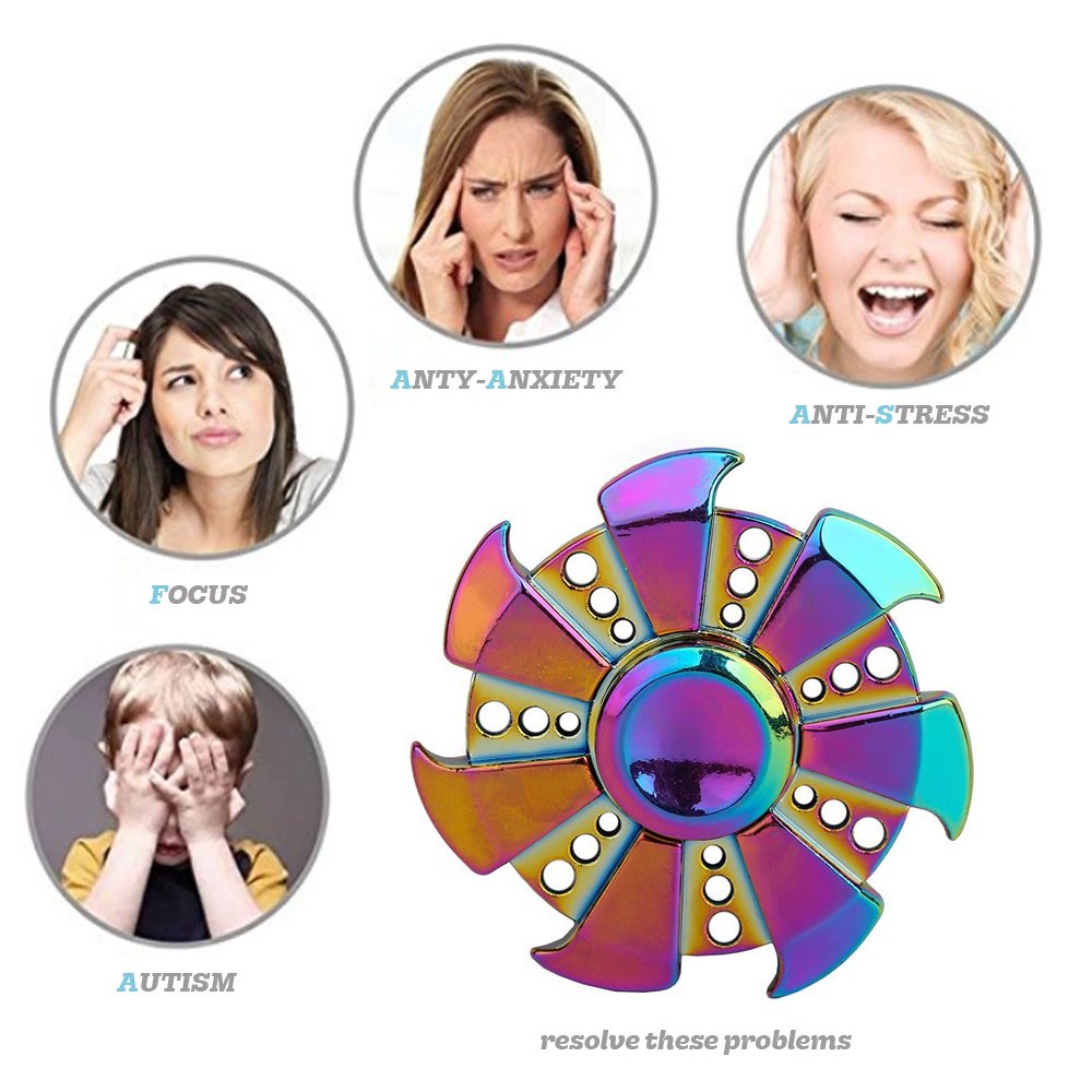 SCIONE Metal Fidget Spinner for Kid Adult, Sensory Hand Fidget Toy 7 Pack-Anxiety Toys Stress Relief Reducer-Party Favors, Gifts for Kids Birthday, Goodie Bag Stuffers, Classroom Prizes