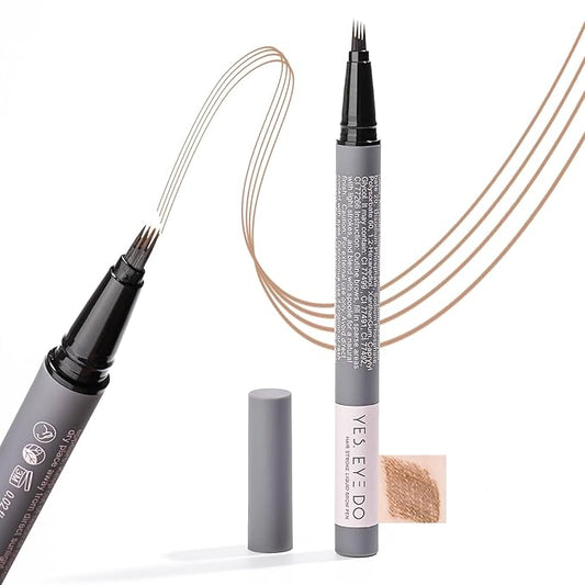 Light Brown Eyebrow Pencil, Strawberry Blonde Eyebrow Pen for Women,4-Tip Precision Brow Pen, Eyebrow Pencil with Hair Stroke, 24H Long Wear YES.EYE DO (Walnut Whisper-Light Brown)