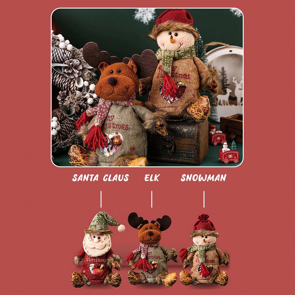 Christmas Doll Gift Bags Zipper Design - Small Fabric Gift Bags (6pcs)