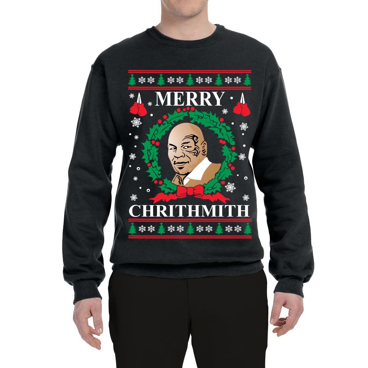 Wild Bobby Merry Chrithmith Ugly Christmas Sweater Unisex Crewneck Graphic Sweatshirt, Black, XX-Large