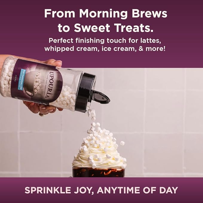 Upouria Mini Marshmallow Beverage and Dessert Topper, Rich Flavor Enhancer for Coffee, Hot Chocolate, Ice Cream, 2.5oz