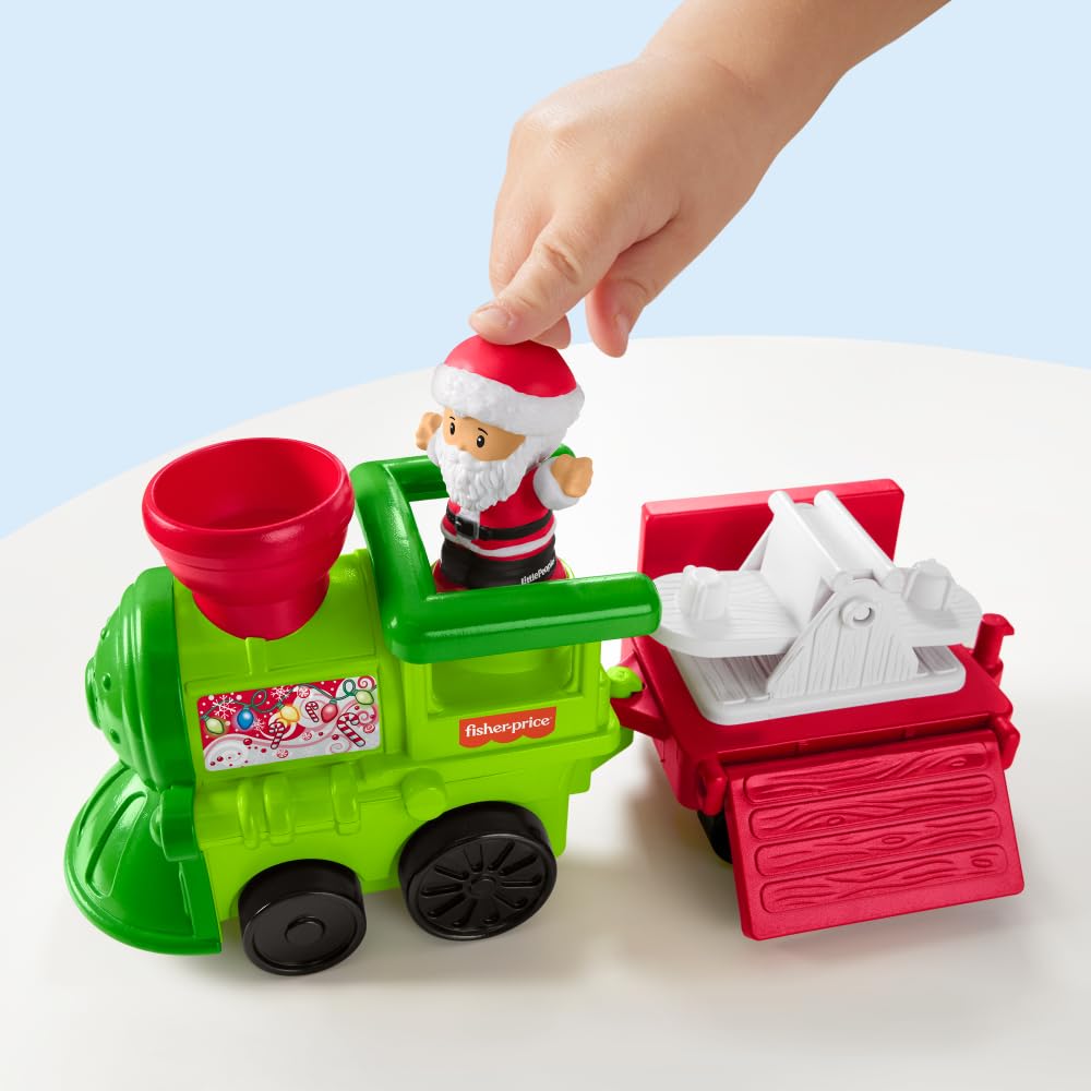 Fisher-Price Little People Toddler Toy Musical Christmas Train with Santa Elf & Reindeer Figures for Pretend Play Kids Ages 1+ Years (Amazon Exclusive)