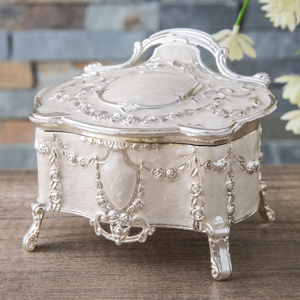AVESON Luxury Vintage Metal Alloy Jewelry Box Ring Trinket Case Christmas Birthday Gift, Medium