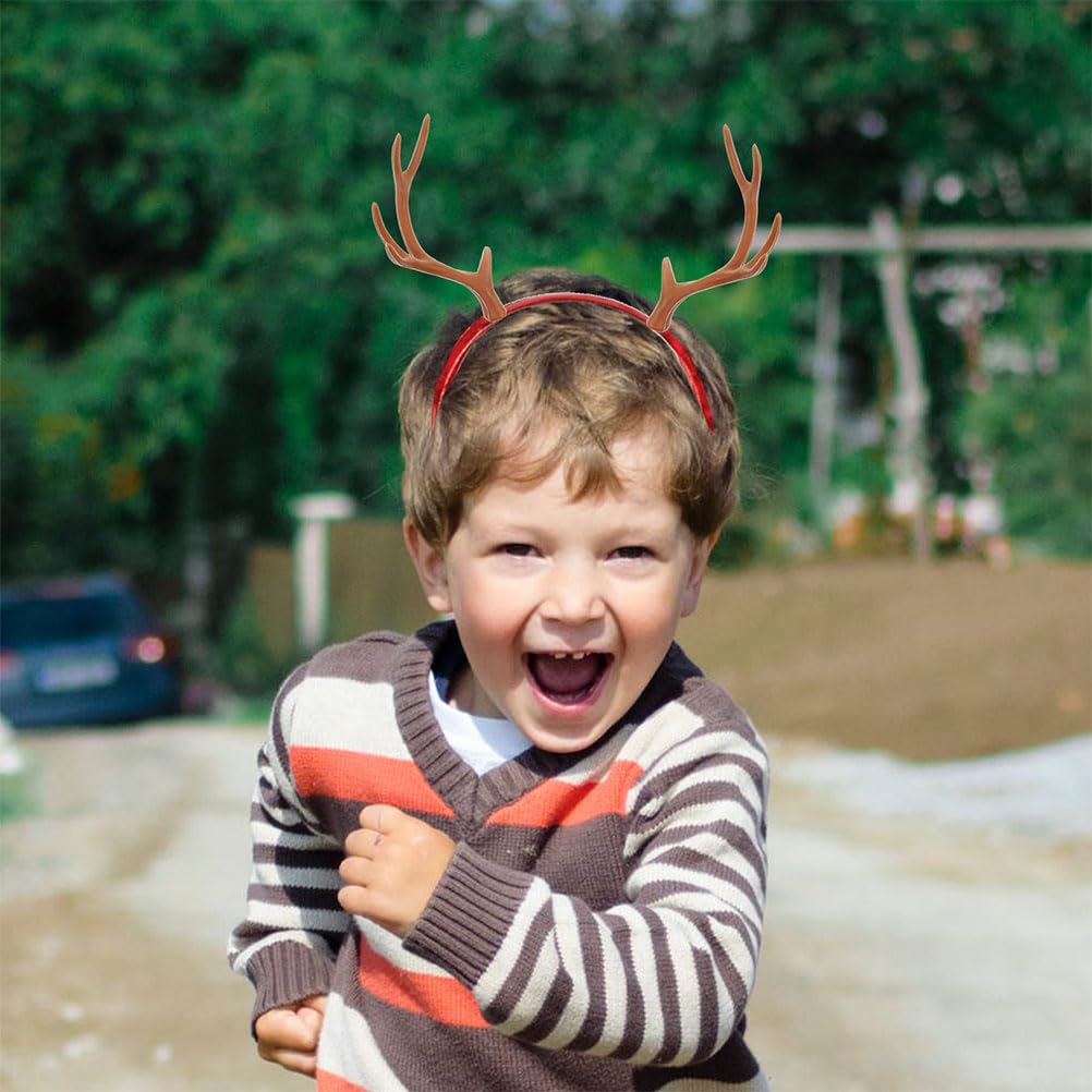LUOZZY 6 Pairs Christmas Deer Antlers Simulation Animals Horn Brown Reindeer Ear for DIY Crafts Christmas Cosplay Hair Accessories, 17CM