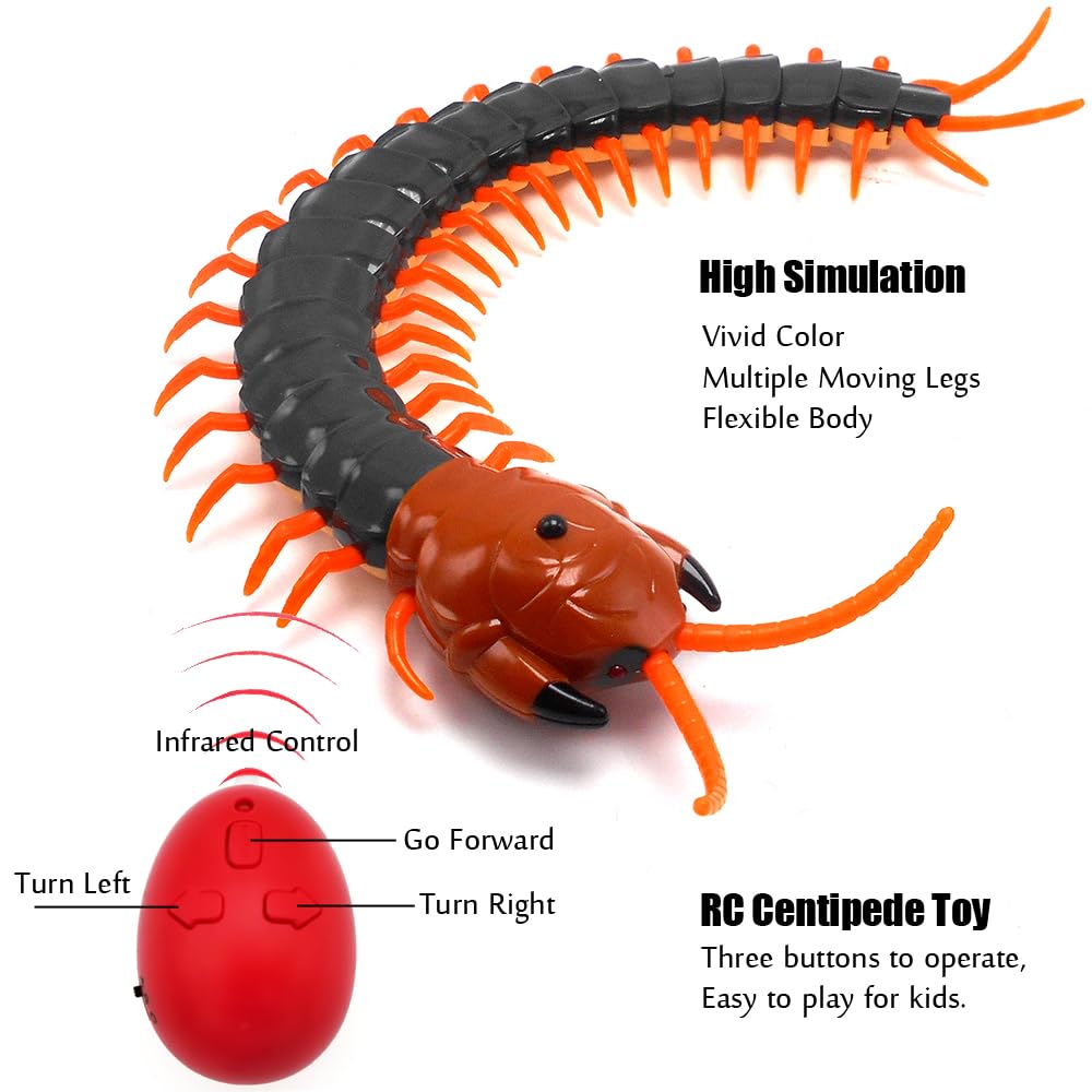 Tipmant Simulation RC Centipede Scolopendra Realistic Remote Control Vehicle Car Animal Insect Large Size Electric Prank Toy Kids Christmas Birthday Gifts (Navy Green)