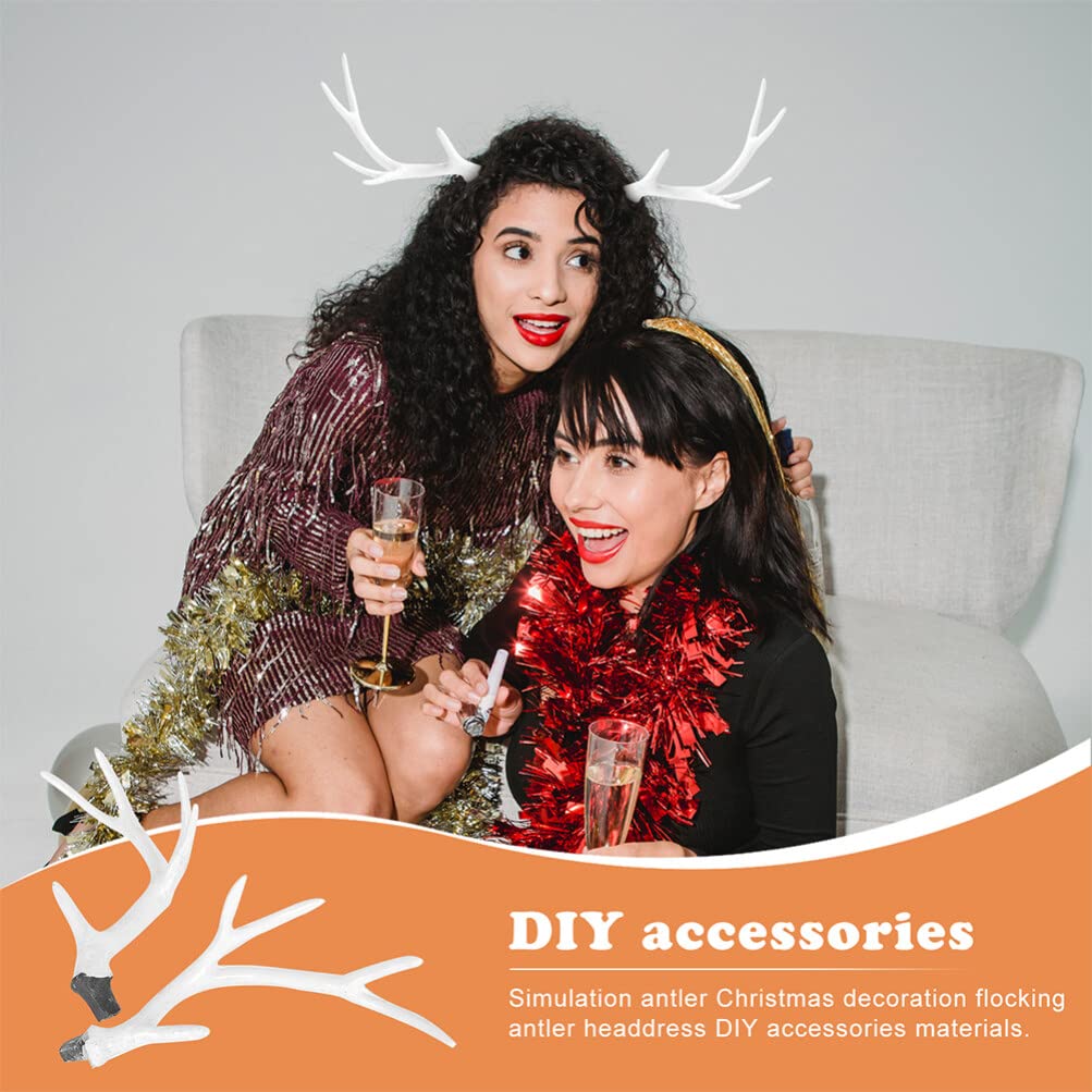 PRETYZOOM 4pcs Christmas Reindeer Antler White Deer Antler for Craft Faux Animal Horn for Headband Hair Pins Making Christmas Handcraft Accessory