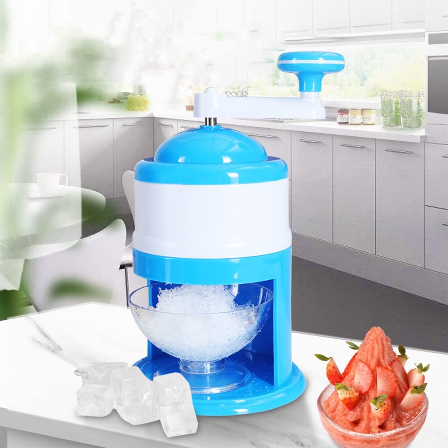 wOUSUNLy Hand Crank Ice Crusher, Shaver & Snow Cone Maker, Mini Home Ice Crusher Small Sludge Maker, Portable Home Smoothie Maker for Home, Party, Bar, Restaurant