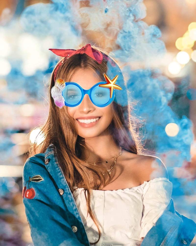 Creative Hawaiian Tropical Sunglasses - 8 Pack Luau Fancy Dress Party Supply, Beach Photo Booth Props