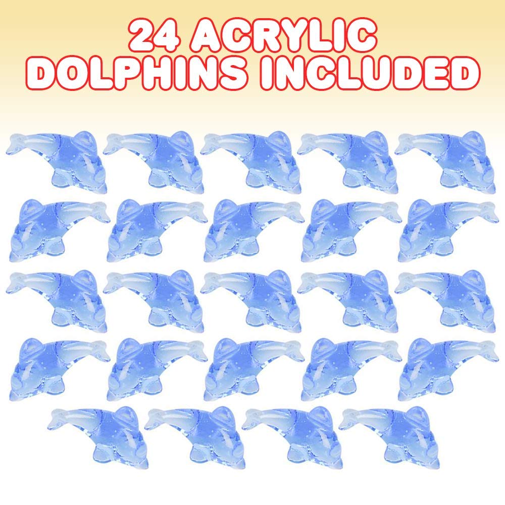 ArtCreativity Acrylic Dolphin Cake & Cupcake Toppers, Set of 24, Mini 2 Inch Dolphin Figurines, Decorations for Sea, Nautical, Mermaid, & Baby Shower Parties, Fun Party Favors, Goodie Bag Fillers