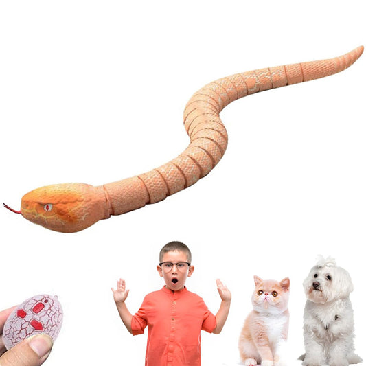 Vicketoy Remote Control Snake Toy, Realistic RC Snake Toy USB Rechargeable Robot Rattlesnake Model 16" Long Animal Prank Toy for Kids and Adults Christmas Halloween Birthday Gifts (Orange)