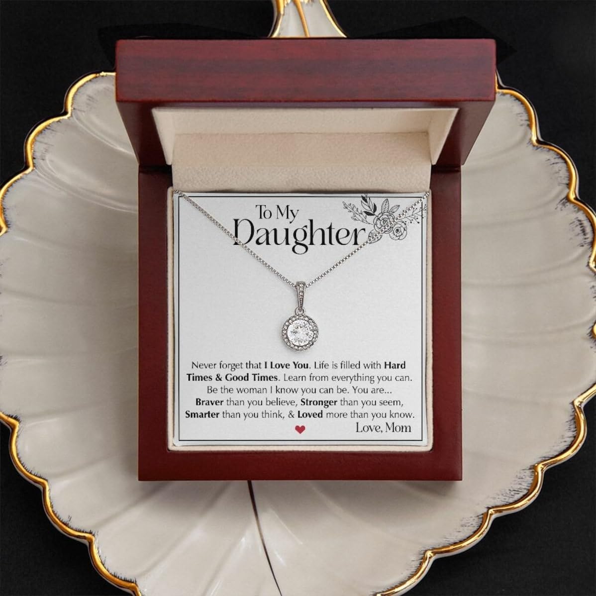 VIRAGIL Daughter's Eternal Hope 14k White Gold Necklace Gift on Christmas Luxury Box