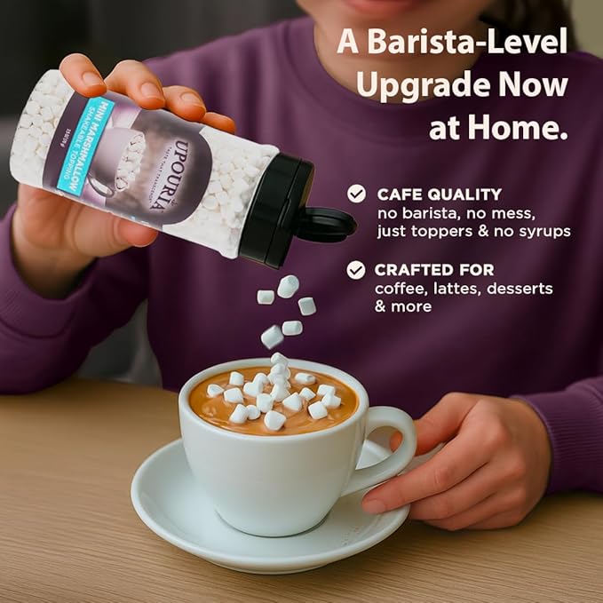 Upouria Mini Marshmallow Beverage and Dessert Topper, Rich Flavor Enhancer for Coffee, Hot Chocolate, Ice Cream, 2.5oz