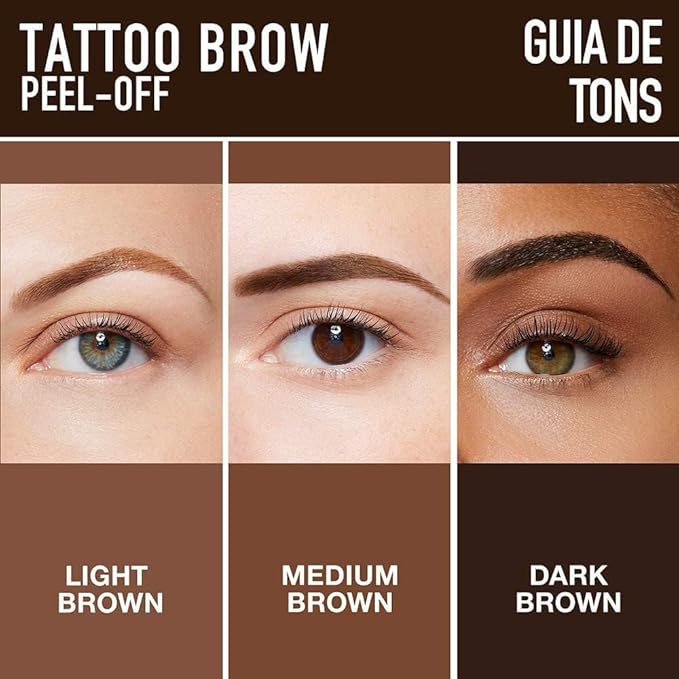 Tattoo Eyebrow Gel Easy Peel Off, Peel Off Eyebrow Tint, Easy Peel off Eyebrow Gel, Peel Off Eyebrow Tint, Waterproof & Sweatproof for All Skin Types (#2 Medium Brown + #3 Dark Brown)