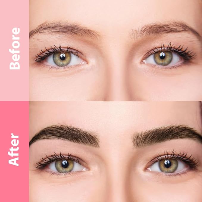 evpct 2Pcs Brown Magic Microblading Dual-Ended Eyebrow Contouring Pen Brow Pencil, with 4 Brush Micro-Fork-Tips Applicator and Precise Brush-Tip, Hair Like Strokes, with Dual-ended Eyebrow Brush