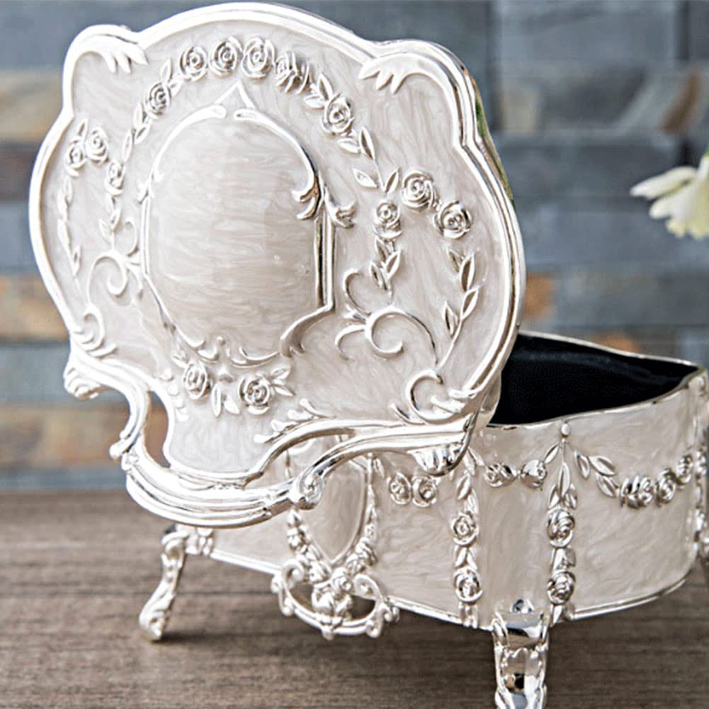 AVESON Luxury Vintage Metal Alloy Jewelry Box Ring Trinket Case Christmas Birthday Gift, Medium
