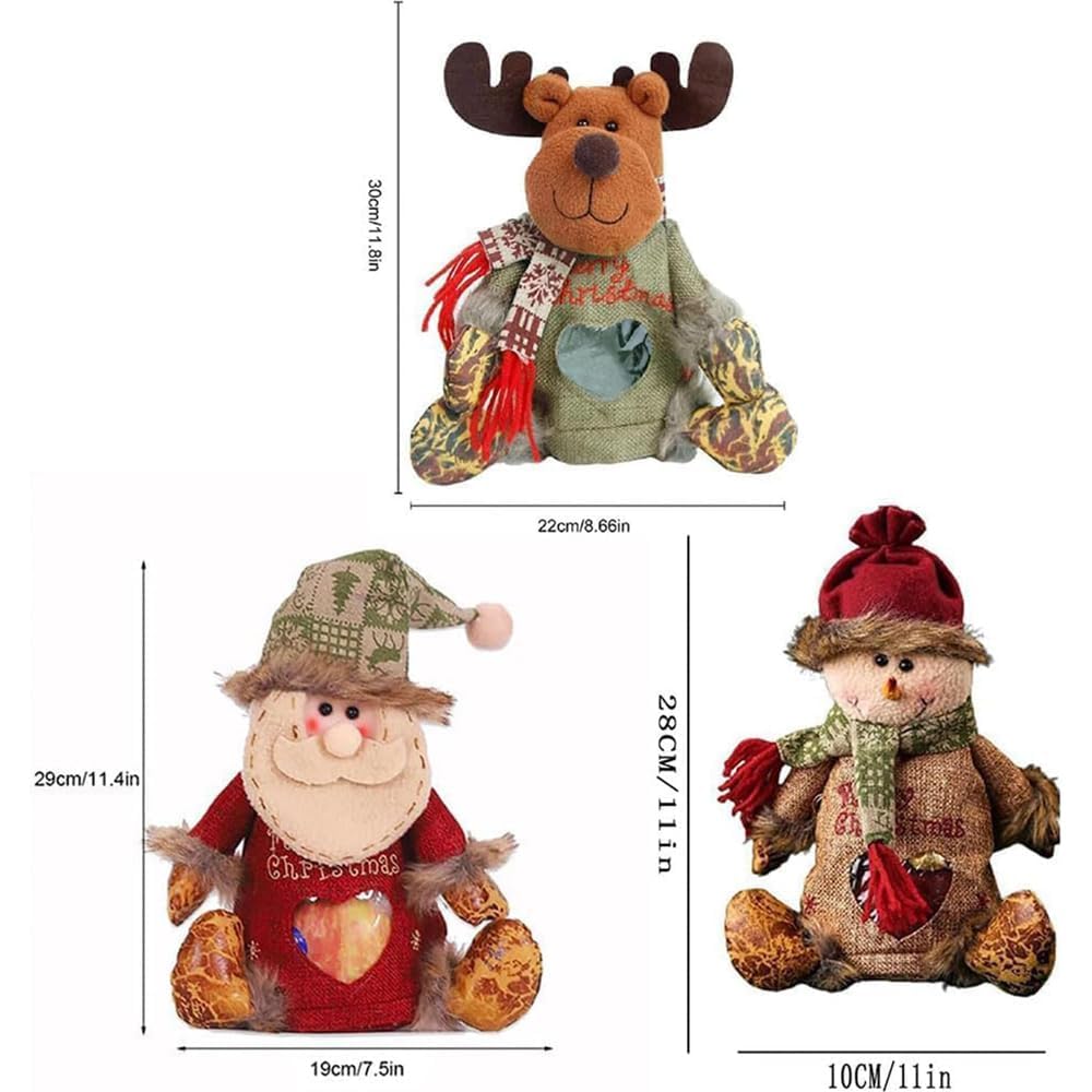 Yummst 2025 New Christmas Gift Bags Zipper Design, Christmas Doll Gift Bags, Can Hold 500g Apples, Large Fabric Gifts Bags, Reusable Christma Bag for Presents Candy Fruit and Festival (6PCS)