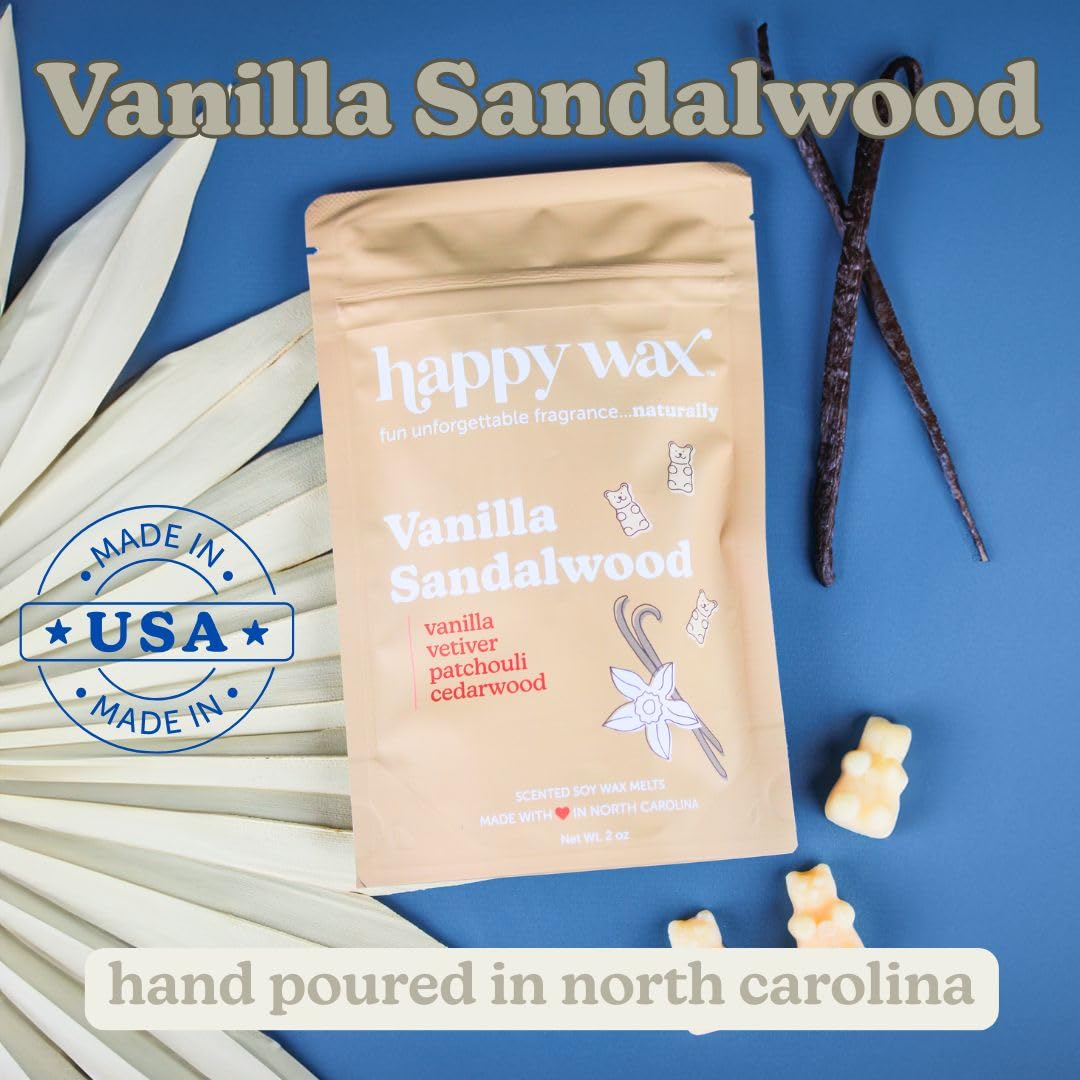 Happy Wax Vanilla Lovers Scented Natural Soy Wax Melts – 6 Oz Total - Includes: VanillaBeanLatte, VanillaSugar and VanillaSandalwood
