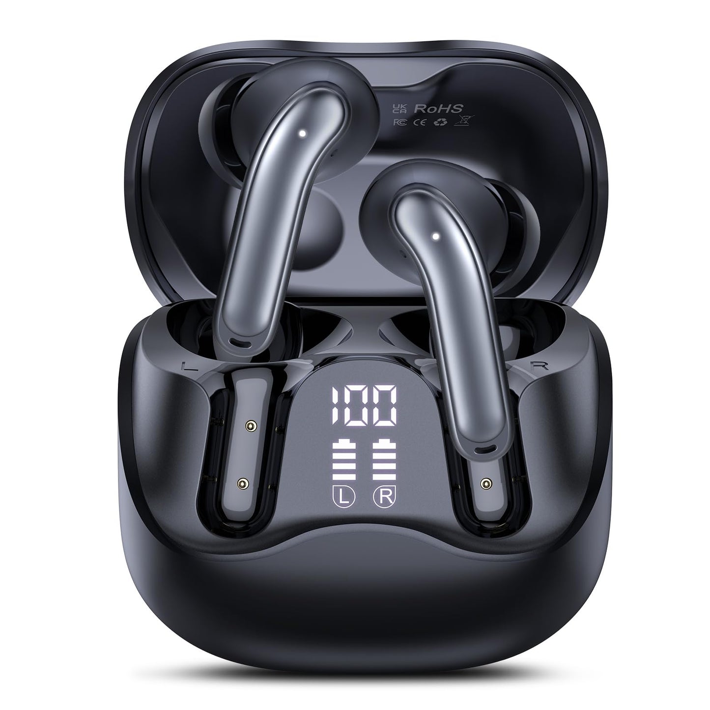 Hybrid Active Noise Canceling Wireless Earbuds, 6 Mics ENC Clear Call Ear Buds, Hi-Res Audio Deep Bass Bluetooth 5.4 Headphones, 49H Playtime, IP7, 8 EQ Modes, Wireless Charging, Multipoint Connection