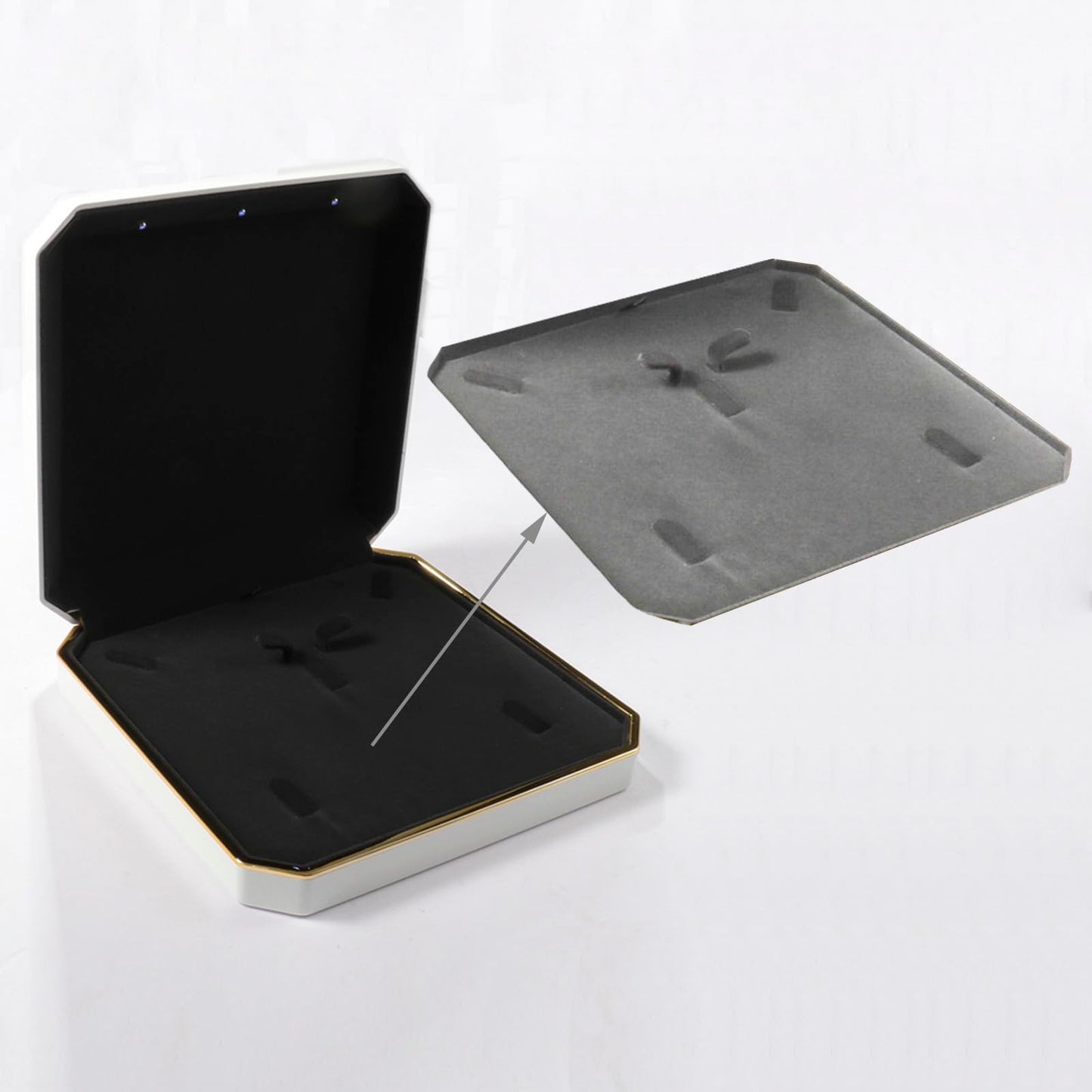 HSLFUAI Necklace Box with Led Light,Jewelry Box for Necklace,Jewelry Gift Box for Wedding, Birthday, Valentine' Day, Mother'S Day, Christmas,Black Velvet Interior Necklace Box(Blue)