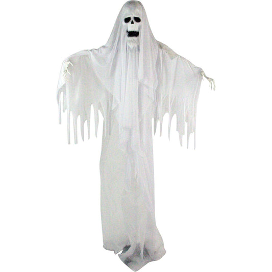 Haunted Hill Farm Life-Size Scary Talking Ghost Animatronic with Touch Activated Lights and Sound, Battery Operated Indoor or Covered Outdoor Decoration, Creepy Halloween Prop