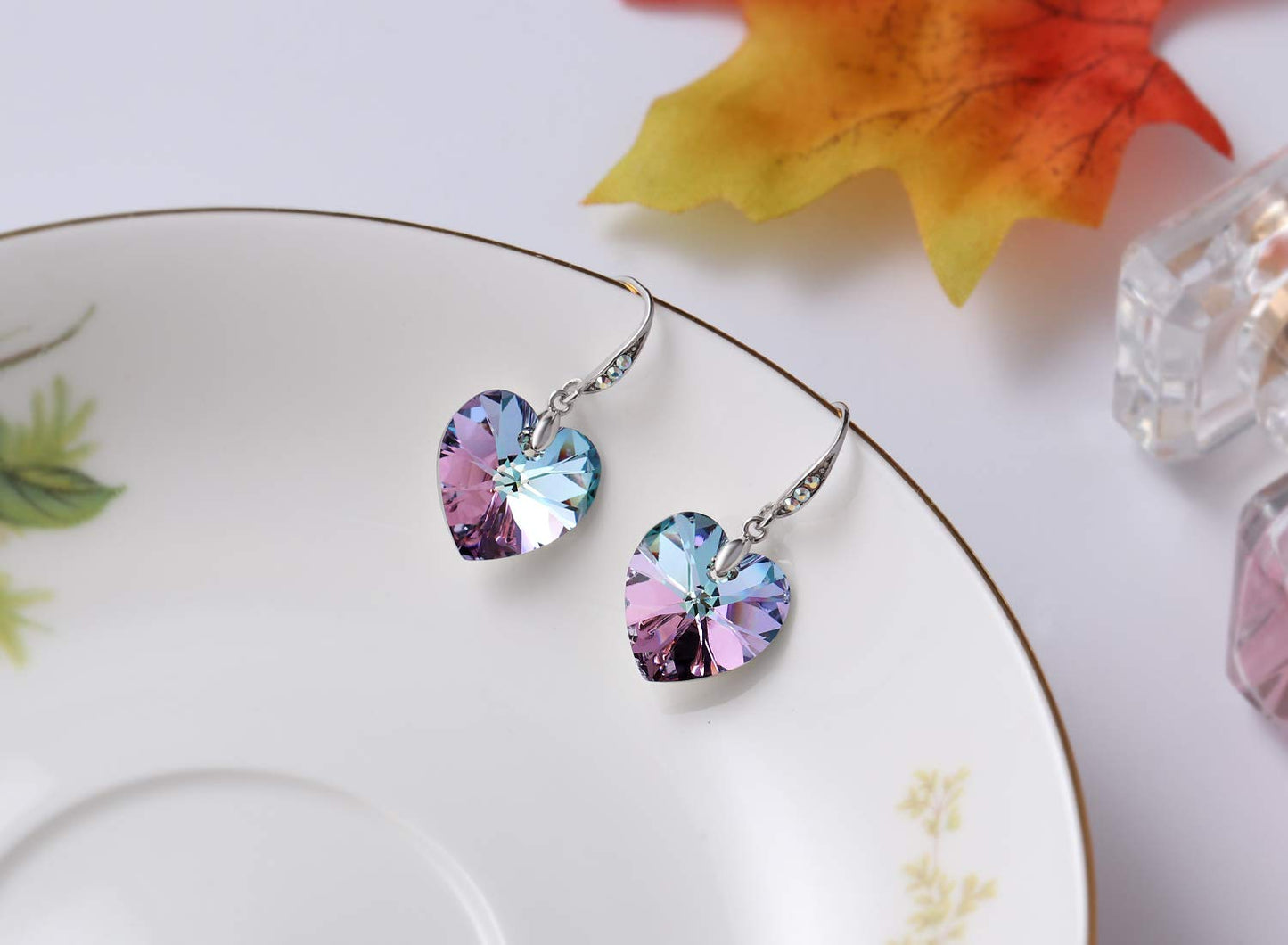 Women's Heart Crystals Earrings Drop Dangle Fish Hook Earrings for Birthday Anniversary Christmas Mother's Day Valentine's Day, Gifts for Her