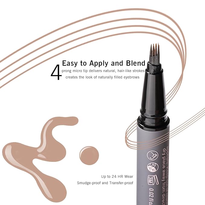 Light Blonde Eyebrow Pencil for Older Women, Light Taupe Eyebrow Pen with Hair Stroke, Ultra Precise Microblading 4-Tip Eyebrow Pen, 24H Long Wear YES.EYE DO(Golden Caramel-Light Blonde)