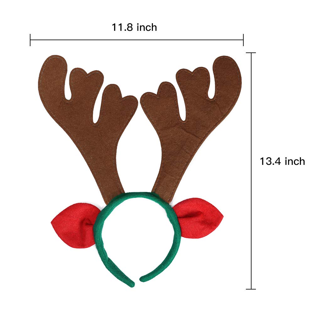 Max Fun 16Pcs Christmas Reindeer Antlers Headband Deer Antler Headbands for Christmas Holiday Photo Booth Props Kid's Party Favors