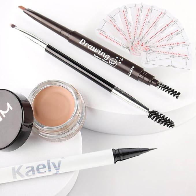 evpct Eyebrow Stencils Kit for Women Shaping, Eyebrow Shaper Makeup Kit, Eye Brow Stencil Shaper Tinting kits for Women, with Eyeliner, Eyebrows Pencil, Pomade, Brush and 10 Stencils, Kit-02# BLONDE