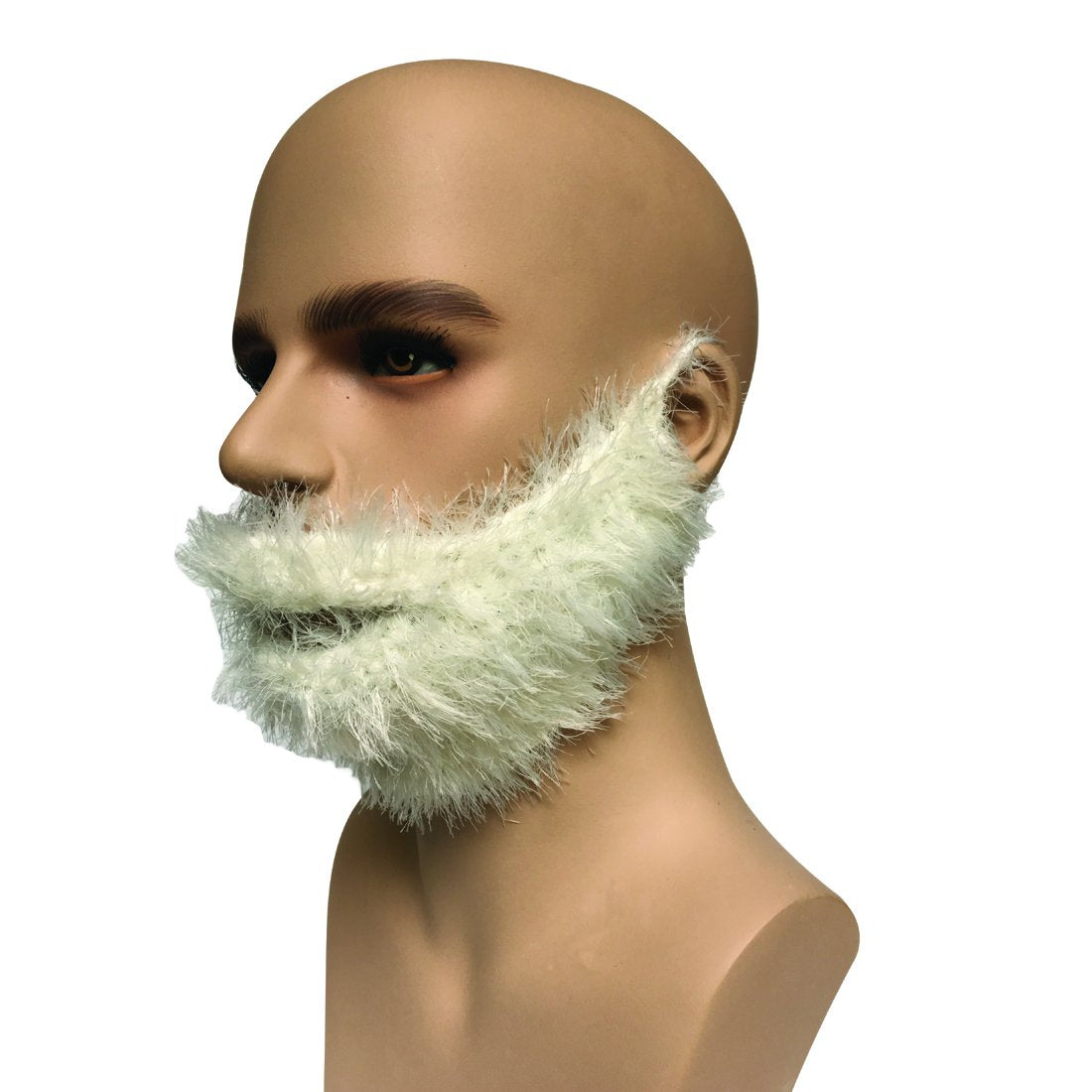 Kafeimali Unisex Christmas Winter Knitted Crochet Beanie Santa Hat with Beard Foldaway Bearded Caps (Red)